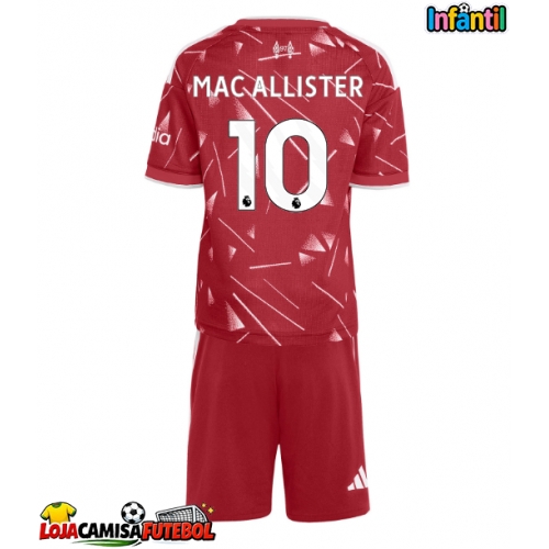 Camisa de Futebol Liverpool Alexis Mac Allister #10 Equipamento Principal Infantil 2026-27 Manga Curta (+ Calças curtas)
